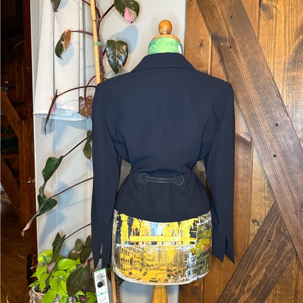 Nipon Boutique Black Women's Blazer with Cinched Waist- Petite - Picture 3 of 6